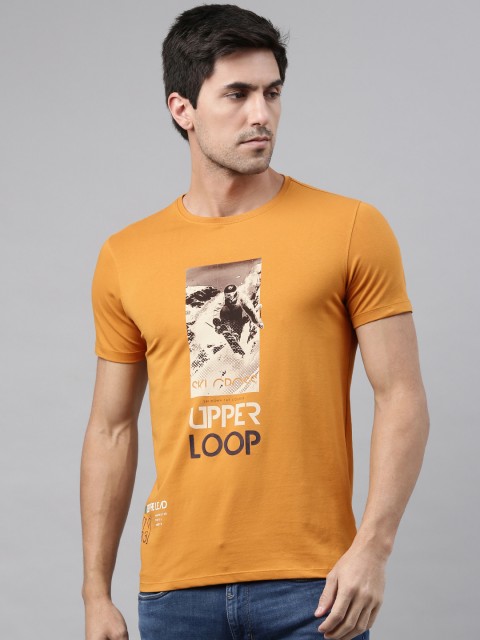 

Louis Philippe Jeans Men Yellow Printed Round Neck T-shirt