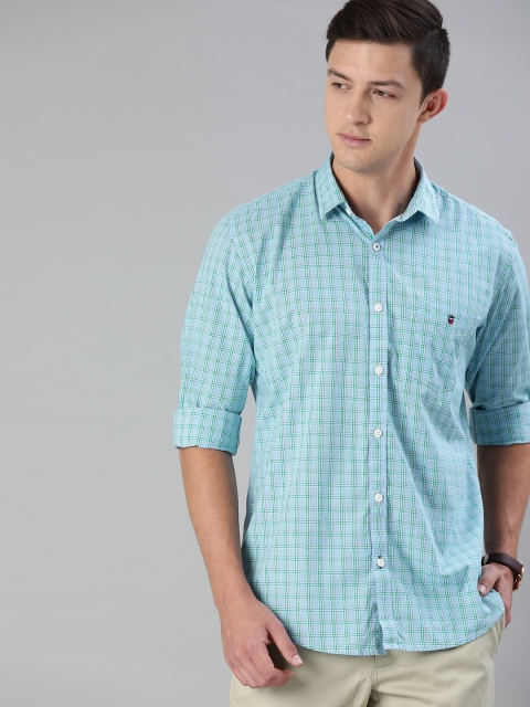 

Louis Philippe Sport Men Blue & Green Slim Fit Checked Casual Shirt