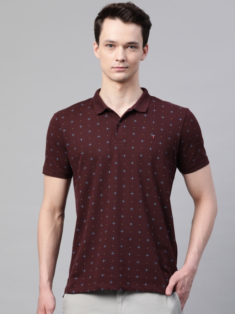 

Louis Philippe Sport Men Burgundy & Blue Printed Polo Collar T-shirt