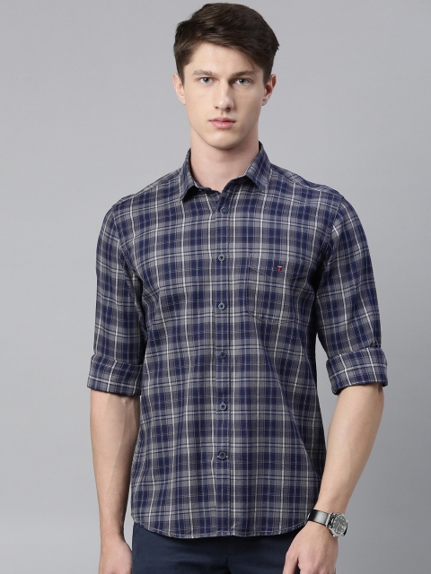 

Louis Philippe Sport Men Navy Blue & Grey Slim Fit Checked Casual Shirt