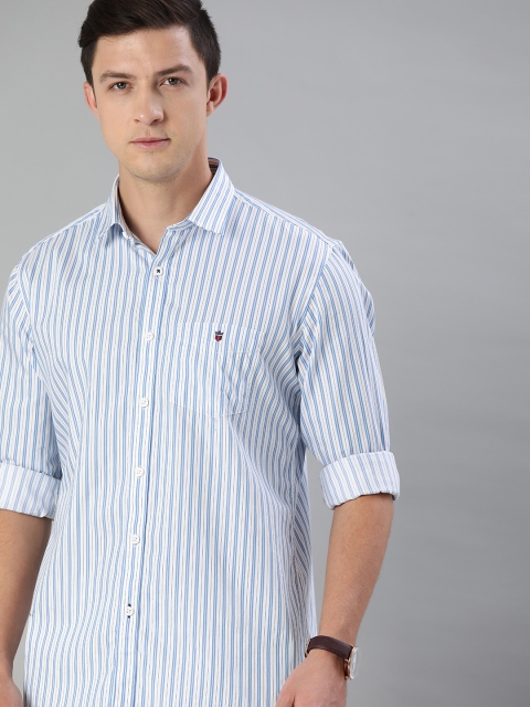 

Louis Philippe Sport Men White & Blue Slim Fit Striped Casual Shirt