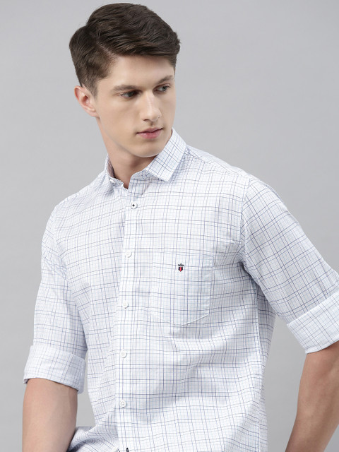 

Louis Philippe Sport Men White & Blue Slim Fit Checked Casual Shirt