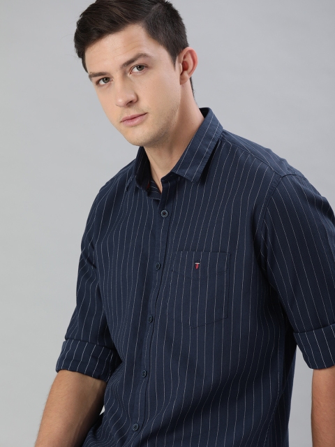 

Louis Philippe Sport Men Navy Blue & White Slim Fit Striped Casual Shirt