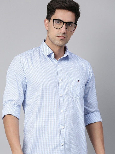 

Louis Philippe Sport Men Blue & White Super Slim Fit Checked Casual Shirt