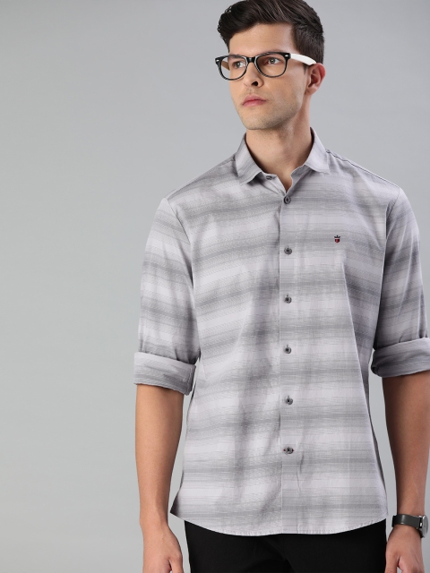 

Louis Philippe Sport Men Grey Slim Fit Striped Casual Shirt