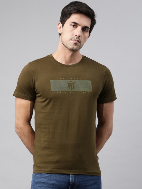 

Louis Philippe Jeans Men Green Printed Pure Cotton Round Neck T-shirt