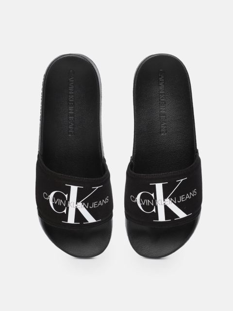 

Calvin Klein Men Black & White Brand Logo Printed Sliders