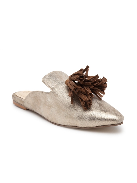 

BEAVER Women Gold-Toned Solid PU Mules