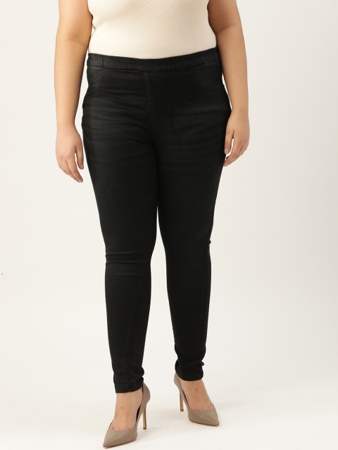 

Sztori Women Plus Size Black Solid Jeggings