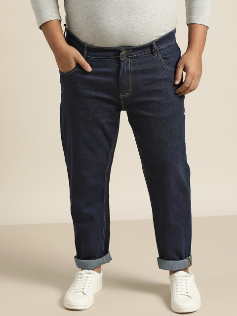 

Sztori Plus Size Men Navy Blue Tapered Fit Stretchable Jeans