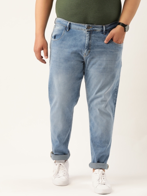 

Sztori Men Plus Size Blue Slim Fit Mid-Rise Clean Look Jeans