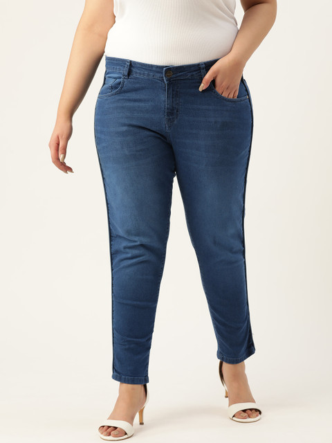 

Sztori Plus Size Women Blue Skinny Fit Mid-Rise Clean Look Stretchable Cropped Jeans