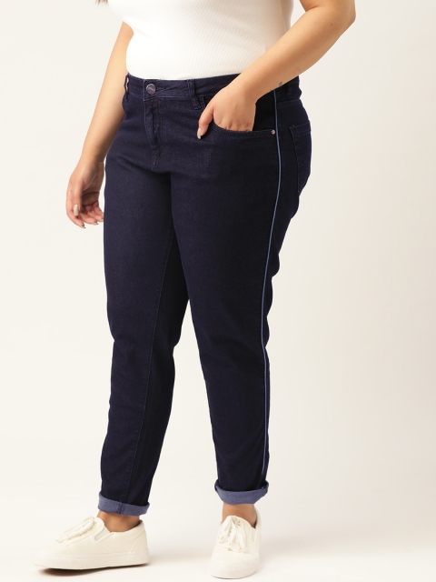 

Sztori Women Plus Size Navy Blue Skinny Fit Mid-Rise Clean Look Stretchable Jeans