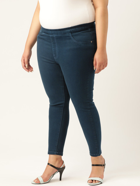 

Sztori Women Plus Size Navy Blue Solid Stretchable Jeggings