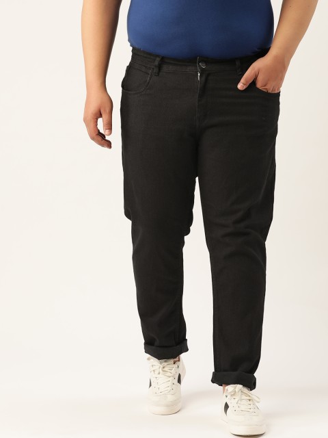 

Sztori Men Plus Size Black Slim Tapered Fit Mid-Rise Clean Look Stretchable Jeans