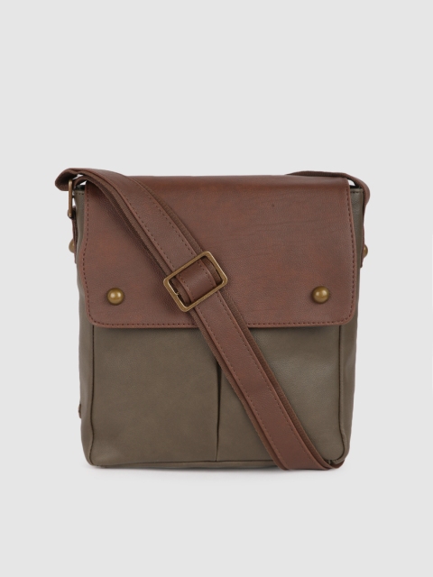 

Baggit Olive Green & Brown Colourblocked G TIBET AXIS Sling Bag