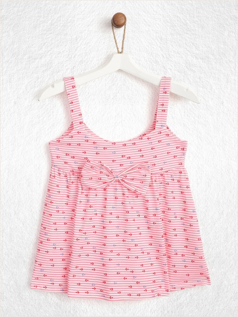 

YK Infant Girls Pink & White Striped A-Line Dress with Bow Detail