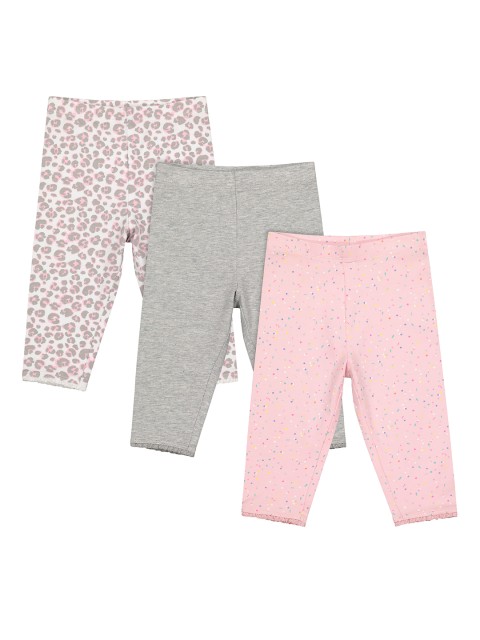 

mothercare Girls Pack Of 3 Multicoloured Printed Leggings, Pink