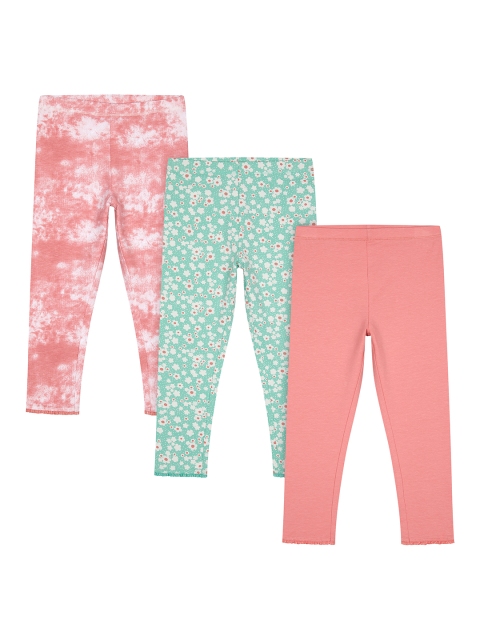 

mothercare Girls Pack Of 3 Leggings, Peach