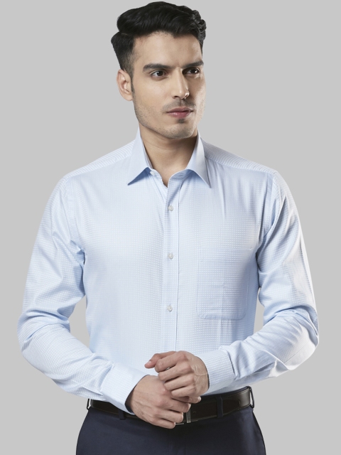 

Men Blue Slim Fit Printed Pure Cotton Formal Shirt