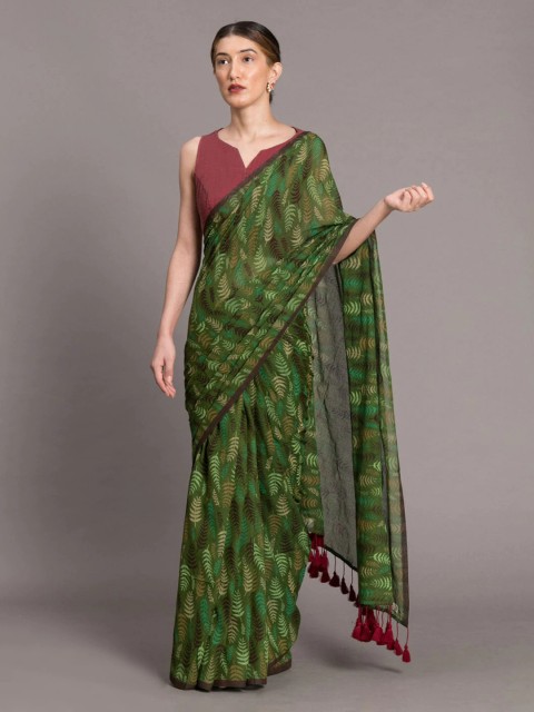 

Suta Green Printed Handloom Cotton Saree