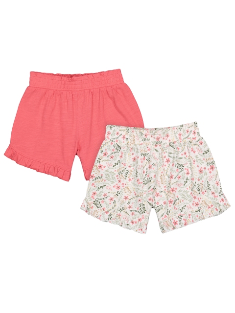 

mothercare Girls Pack of 2 Pink & Off White Pure Cotton Regular Fit Shorts