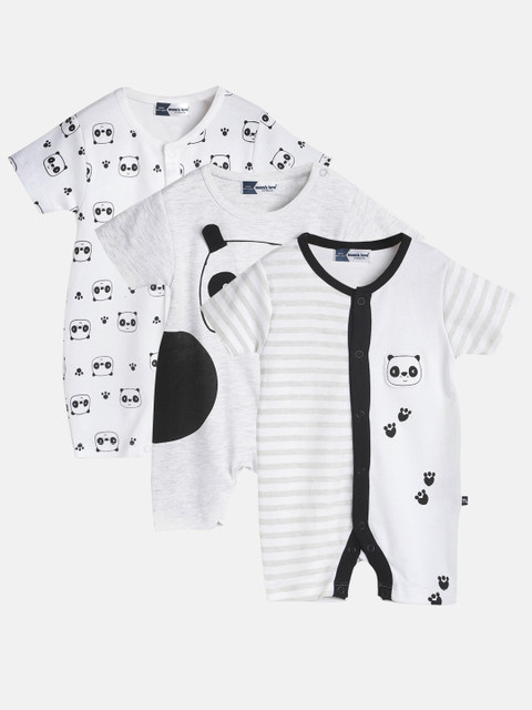 

Moms Love Infant Boys Pack of 3 Assorted Pure Cotton Rompers