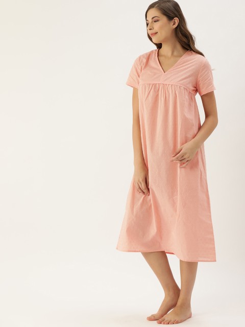 

Slumber Jill Pink Self Design Nightdress