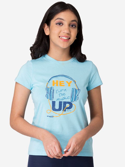 

Mode by Red Tape Girls Blue Printed Round Neck T-shirt