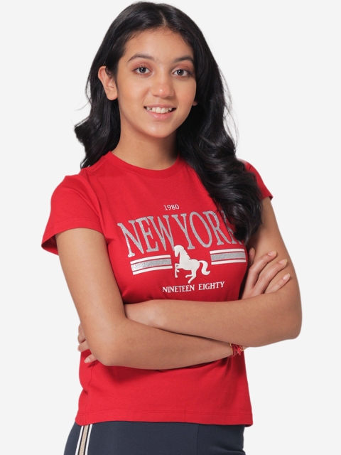 

Mode by Red Tape Girls Red Printed Round Neck T-shirt