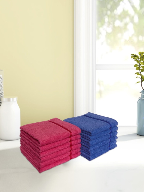 

CORE Designed by SPACES Set Of 12 Solid 380 GSM Face Towels, Blue
