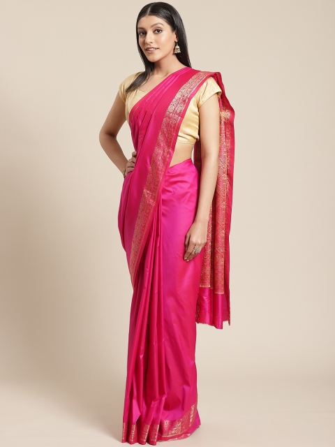 

Mitera Fuchsia Solid Resham Thread Work Saree