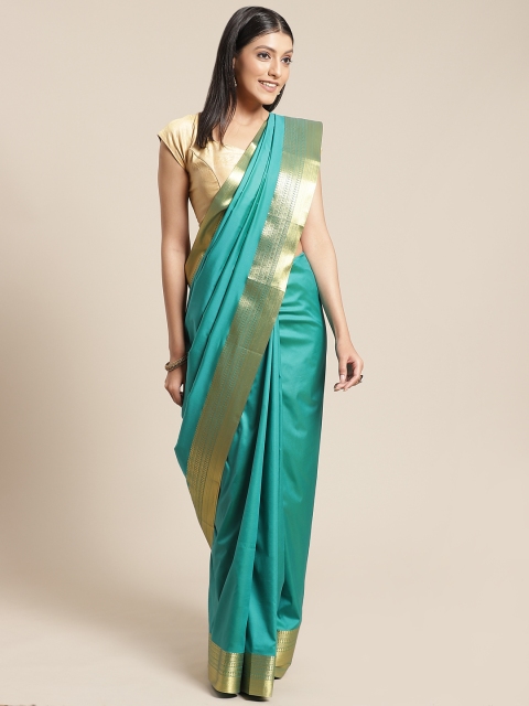 

Mitera Green Solid Zari Work Saree