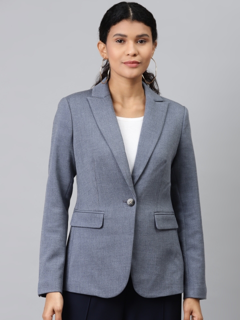 

Marks & Spencer Women Blue Solid Slim Fit Single Breasted Formal Blazer