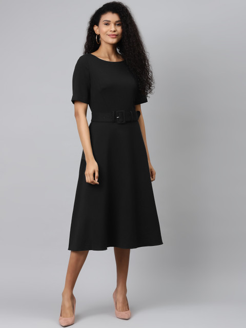 

Marks & Spencer Women Black Solid A-Line Dress