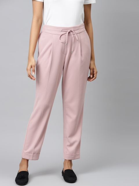 

Marks & Spencer Women Pink Tapered Fit Solid Regular Trousers