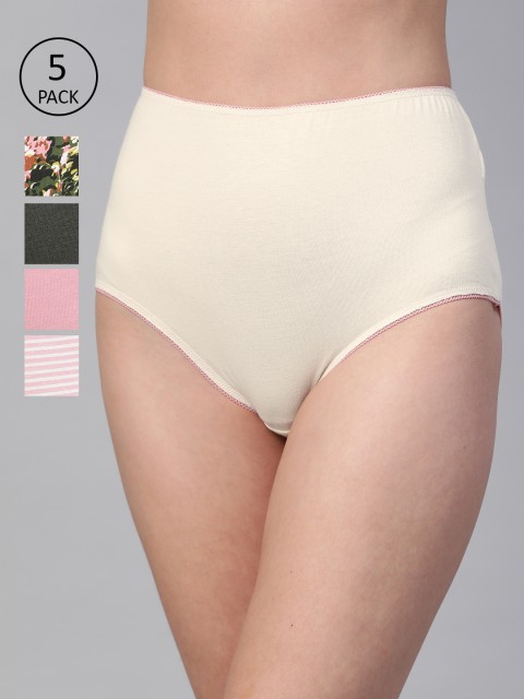 

Marks & Spencer Women Pack of 5 High-Rise Hipster Briefs T614326FGREEN MIX, Cream