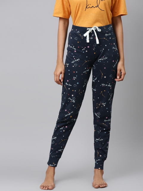 

Marks & Spencer Women Navy Black & White Printed Pure Cotton Lounge Joggers, Navy blue