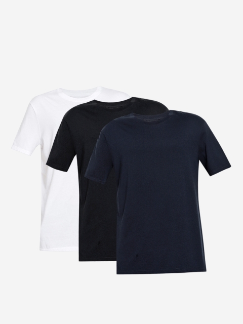 

Marks & Spencer Men Pack Of 3 Solid Pure Cotton Neck T-shirts, Navy blue