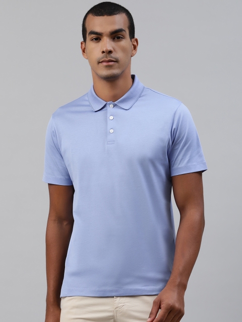 

Marks & Spencer Men Blue Solid Supima Cotton Polo Collar T-shirt