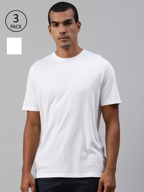 

Marks & Spencer Men Pack of 3 White Cotton Solid Round Neck T-shirts