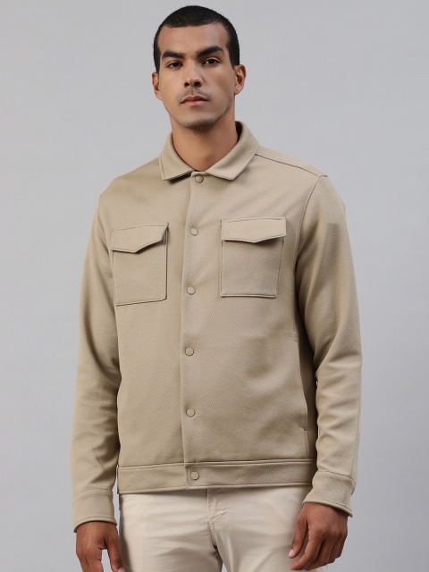 

Marks & Spencer Men Beige Self Design Shacket