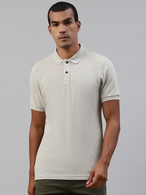

Marks & Spencer Men Beige Pure Cotton Solid Polo Collar T-shirt