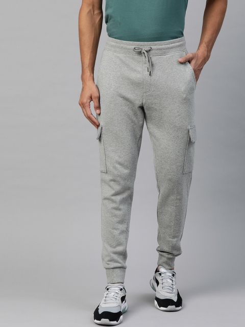 

Marks & Spencer Men Grey Melange Pure Cotton Solid Joggers