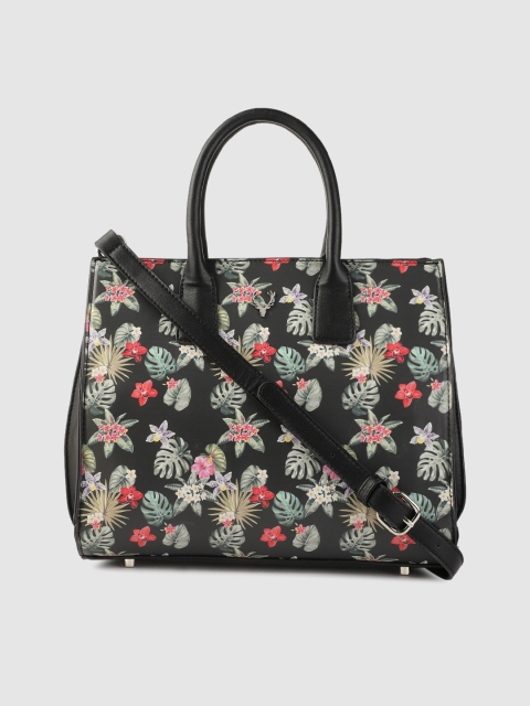 

Allen Solly Black Floral Printed Handheld Bag