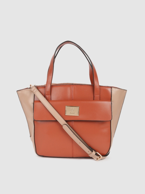

Allen Solly Rust-Coloured & Beige Colourblocked Handheld Bag