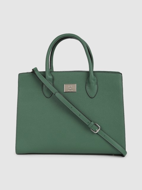 

Allen Solly Teal Green Solid Handheld Bag
