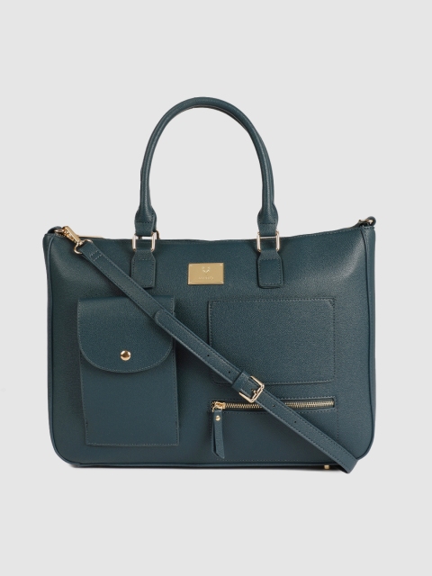 

Allen Solly Teal Blue Solid Handheld Bag