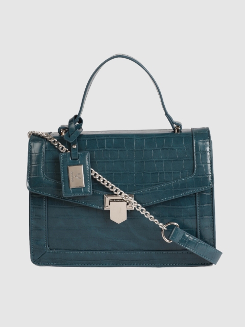 

Allen Solly Teal Green Croc Textured Satchel