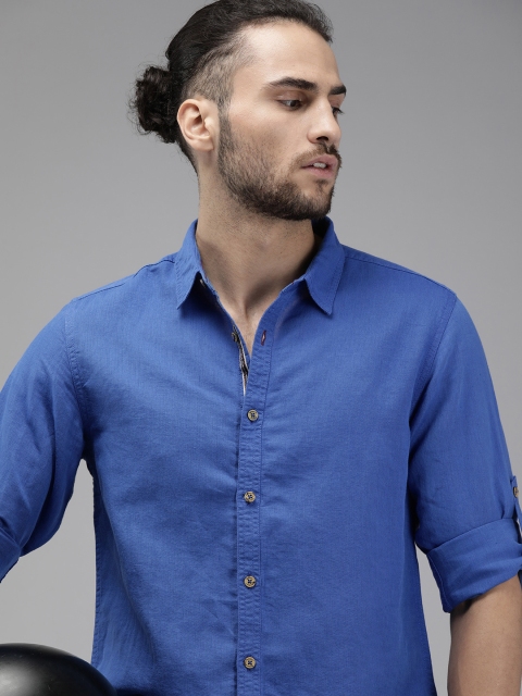 

Roadster Men Blue Regular Fit Solid Casual Shirt